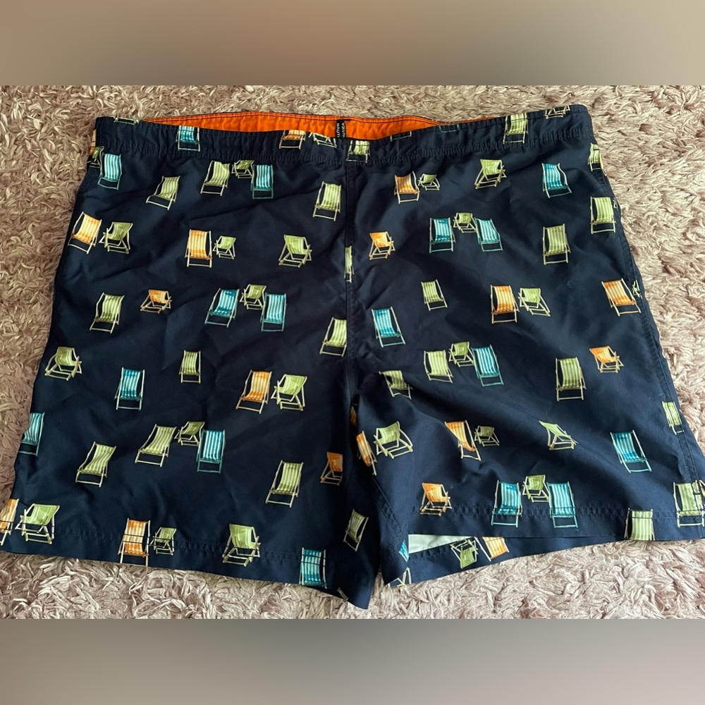 Nautica Lawn Chairs‎ Extra Large Navy Blue Beach Shorts 100% Polyester
